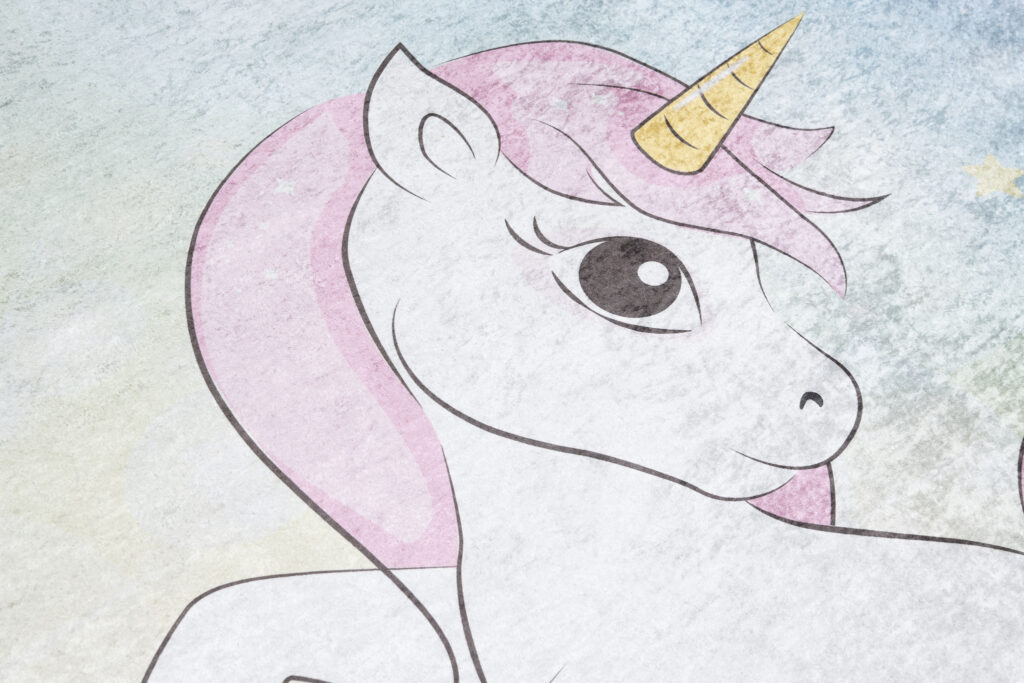 Alfombra Infantil Emma Lavable Antideslizante Rosa Unicornio