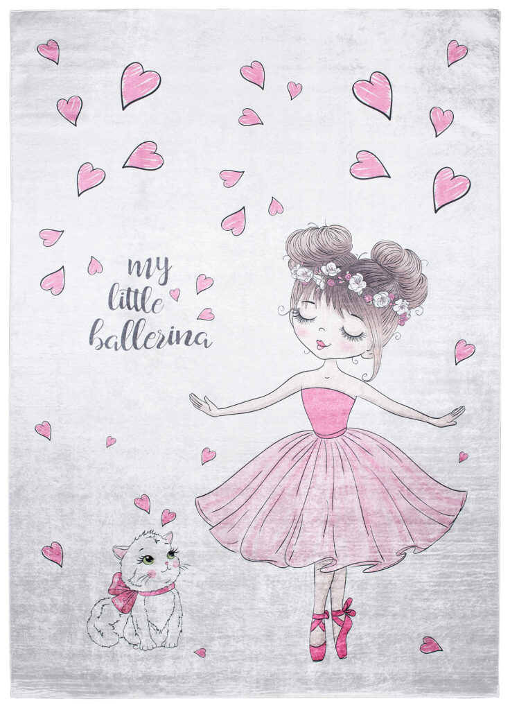 Alfombra Infantil Emma Rosa Bailarina Gato Antideslizante
