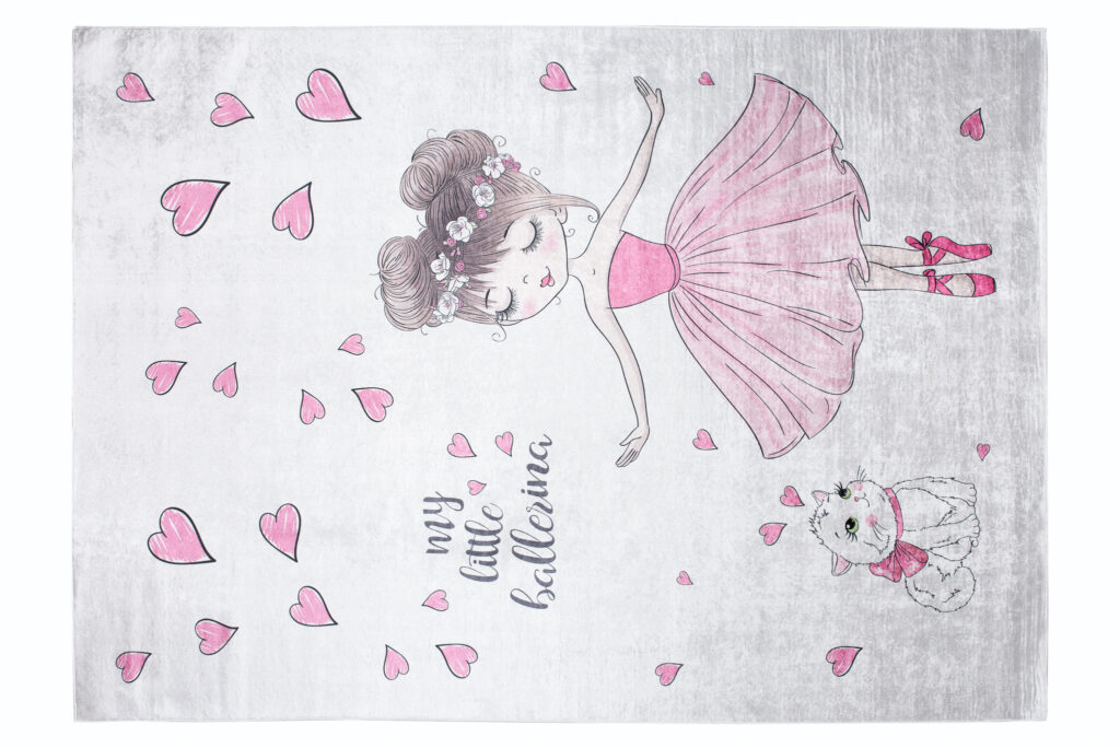 Alfombra Infantil Emma Rosa Bailarina Gato Antideslizante