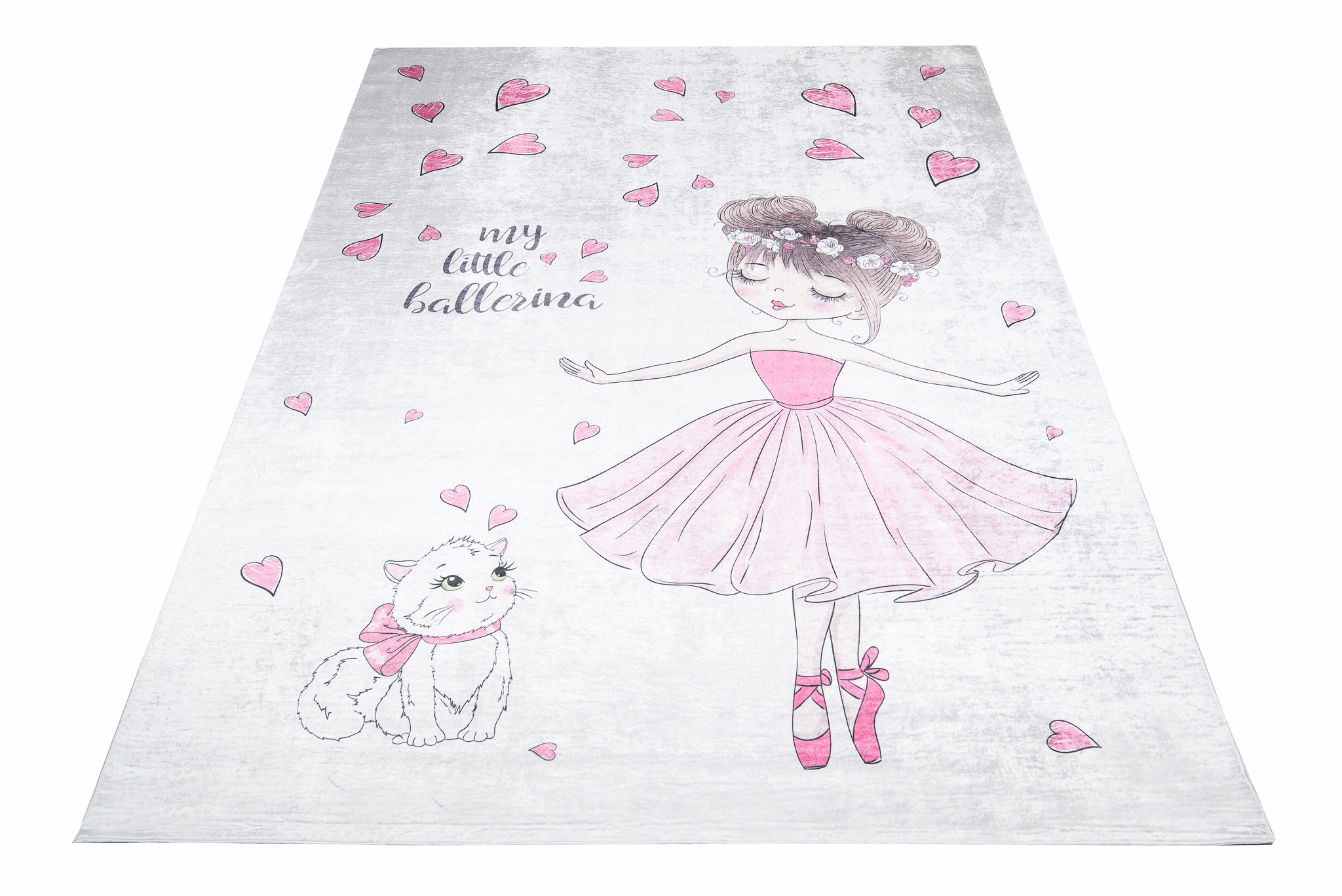 Alfombra Infantil Emma Rosa Bailarina Gato Antideslizante