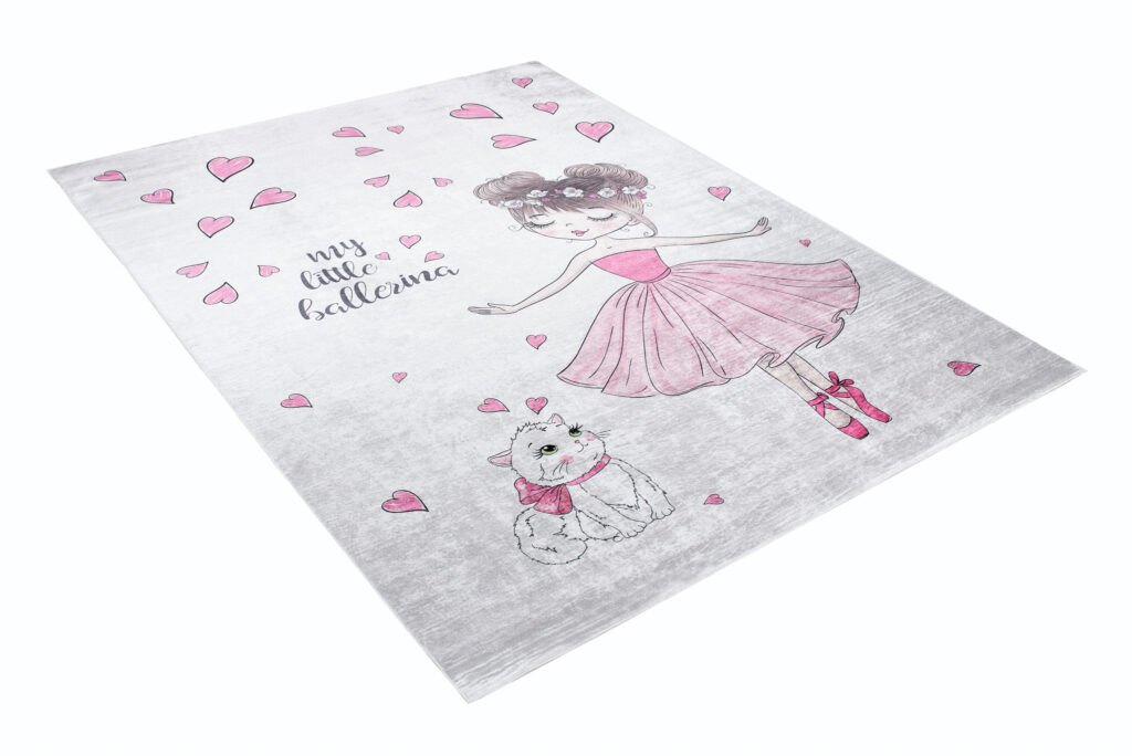 Alfombra Infantil Emma Rosa Bailarina Gato Antideslizante