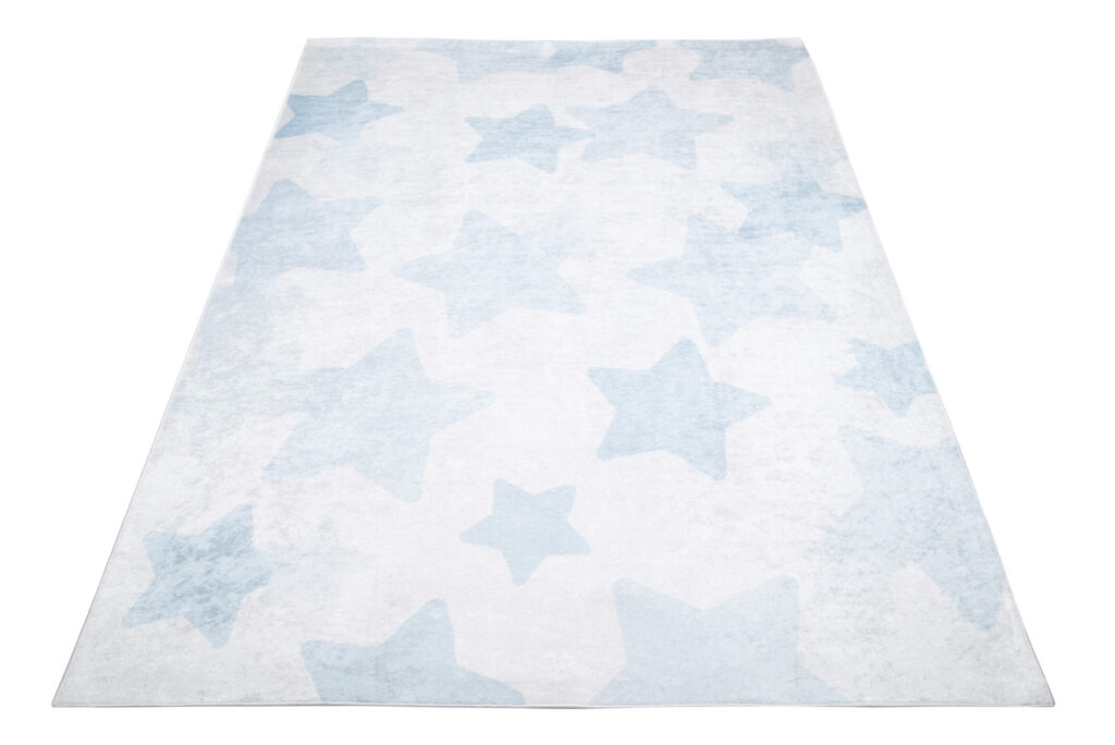 Alfombra Infantil Emma Azul Claro Estrellas Antideslizante