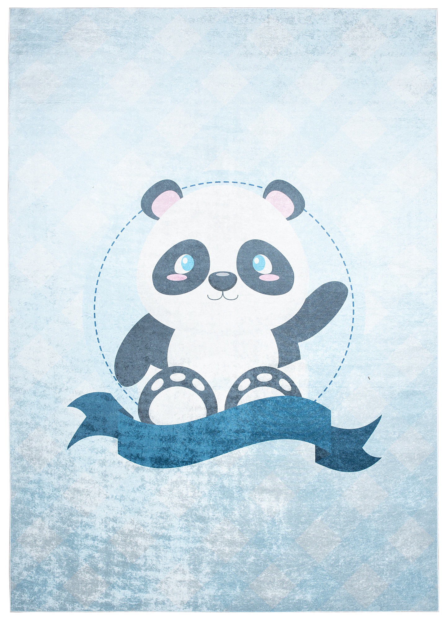 Alfombra Infantil Emma Lavable Antideslizante Azul Panda