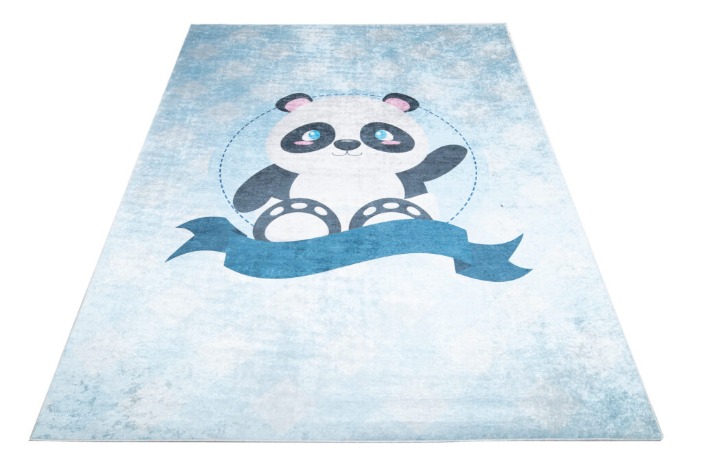 Alfombra Infantil Emma Lavable Antideslizante Azul Panda