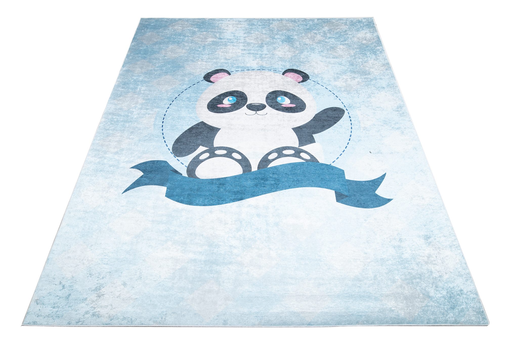 Alfombra Infantil Emma Lavable Antideslizante Azul Panda