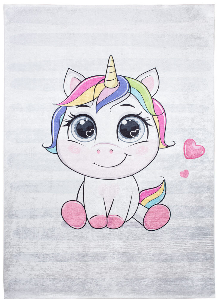 Alfombra Infantil Emma Gris Unicornio Antideslizante