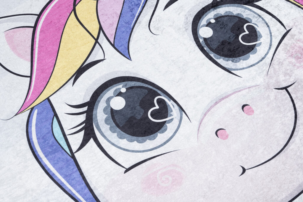 Alfombra Infantil Emma Gris Unicornio Antideslizante