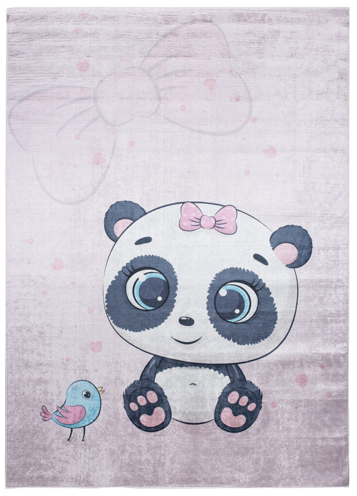 Alfombra Infantil Emma Lila Claro Panda Antideslizante