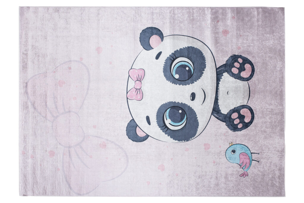 Alfombra Infantil Emma Lila Claro Panda Antideslizante
