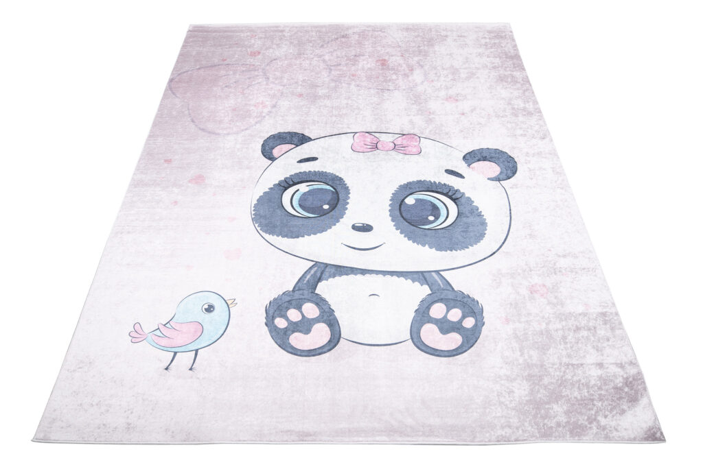 Alfombra Infantil Emma Lila Claro Panda Antideslizante