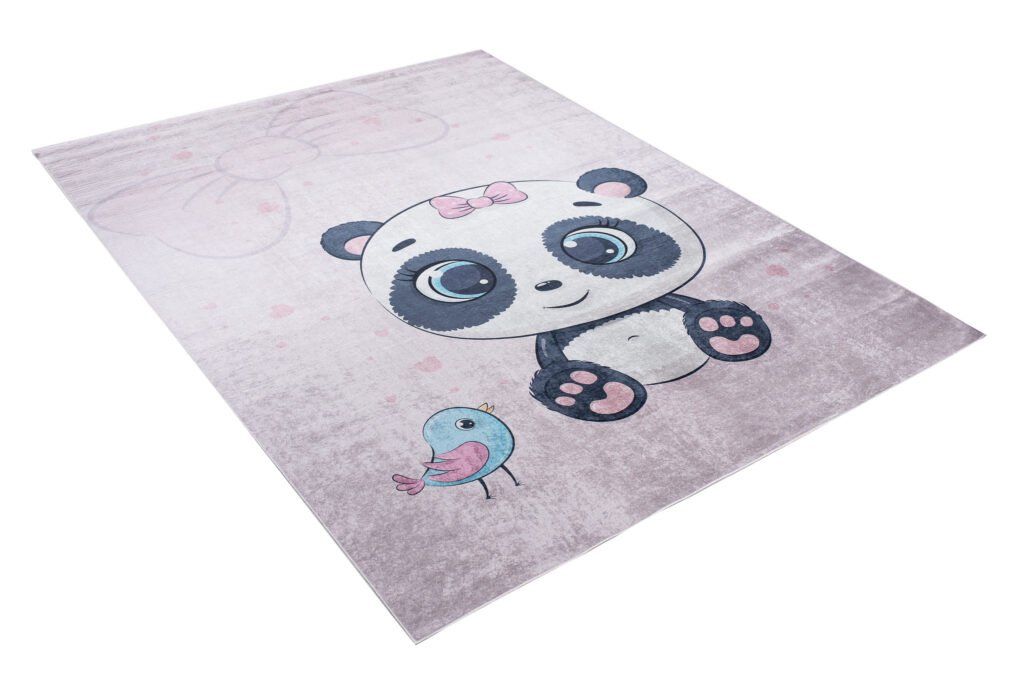 Alfombra Infantil Emma Lila Claro Panda Antideslizante