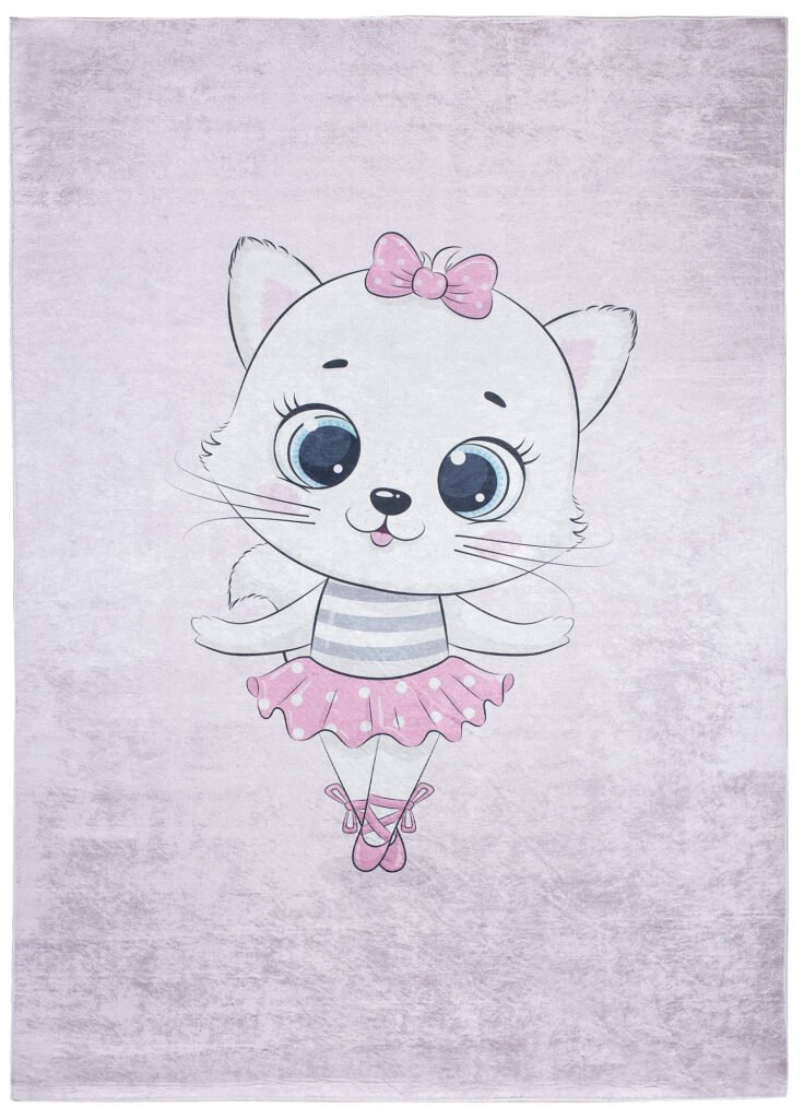 Alfombra Infantil Emma Rosa Gato Bailarina Antideslizante