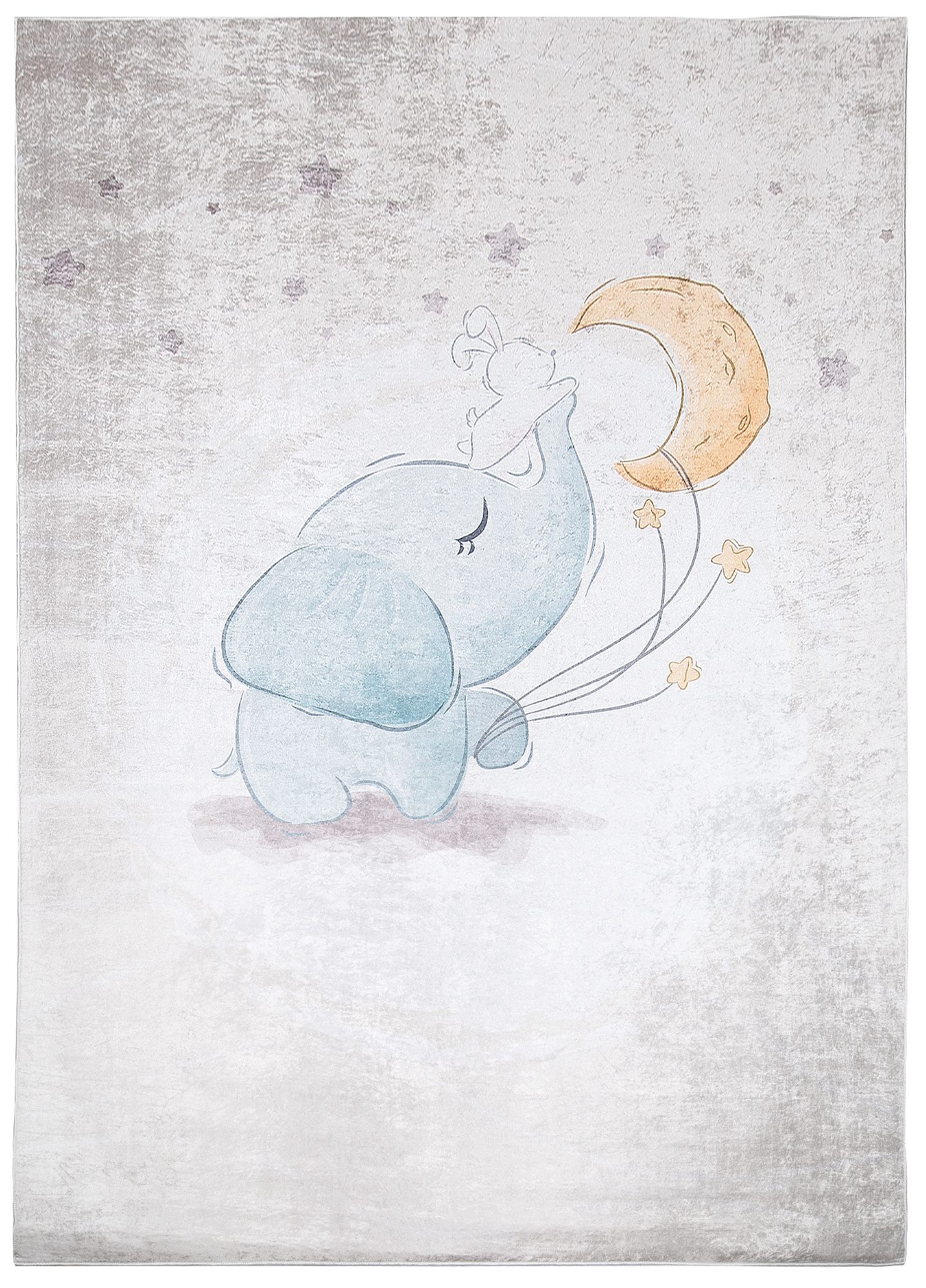 Alfombra Infantil Emma Gris Elefante Luna Antideslizante