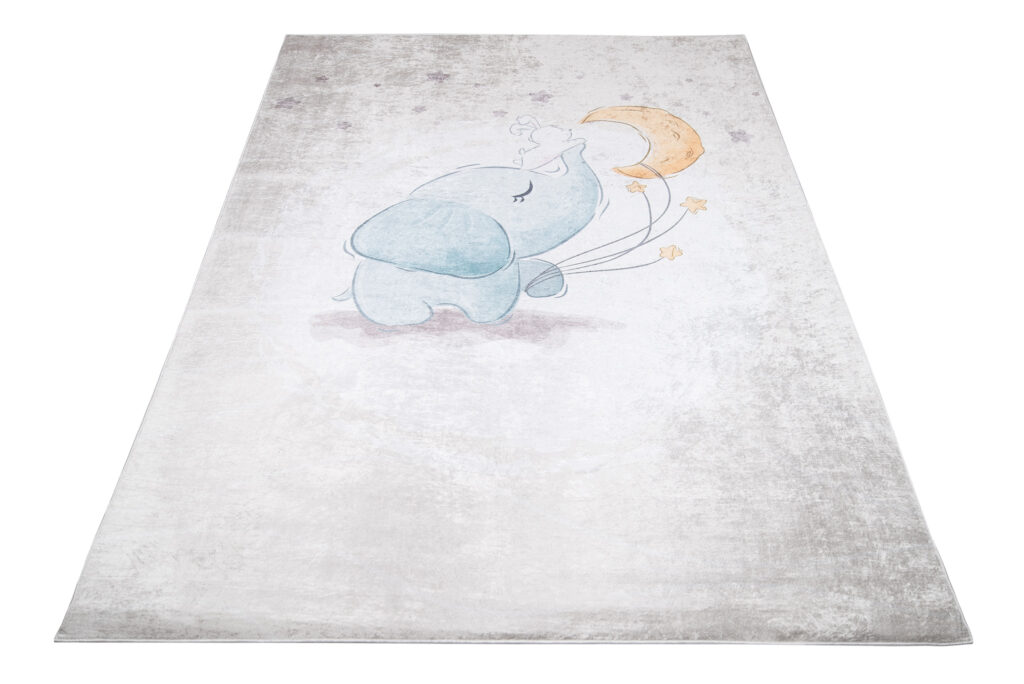 Alfombra Infantil Emma Gris Elefante Luna Antideslizante