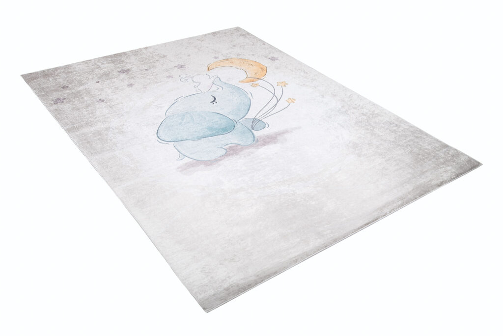 Alfombra Infantil Emma Gris Elefante Luna Antideslizante