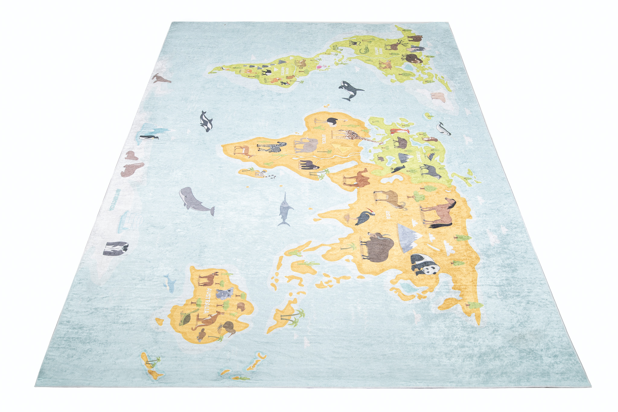 Alfombra Infantil Emma Mapa del Mundo Multicolor Antideslizante