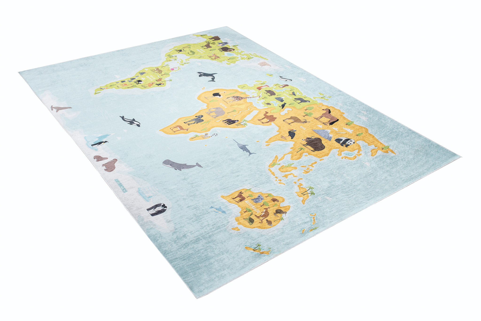 Alfombra Infantil Emma Mapa del Mundo Multicolor Antideslizante