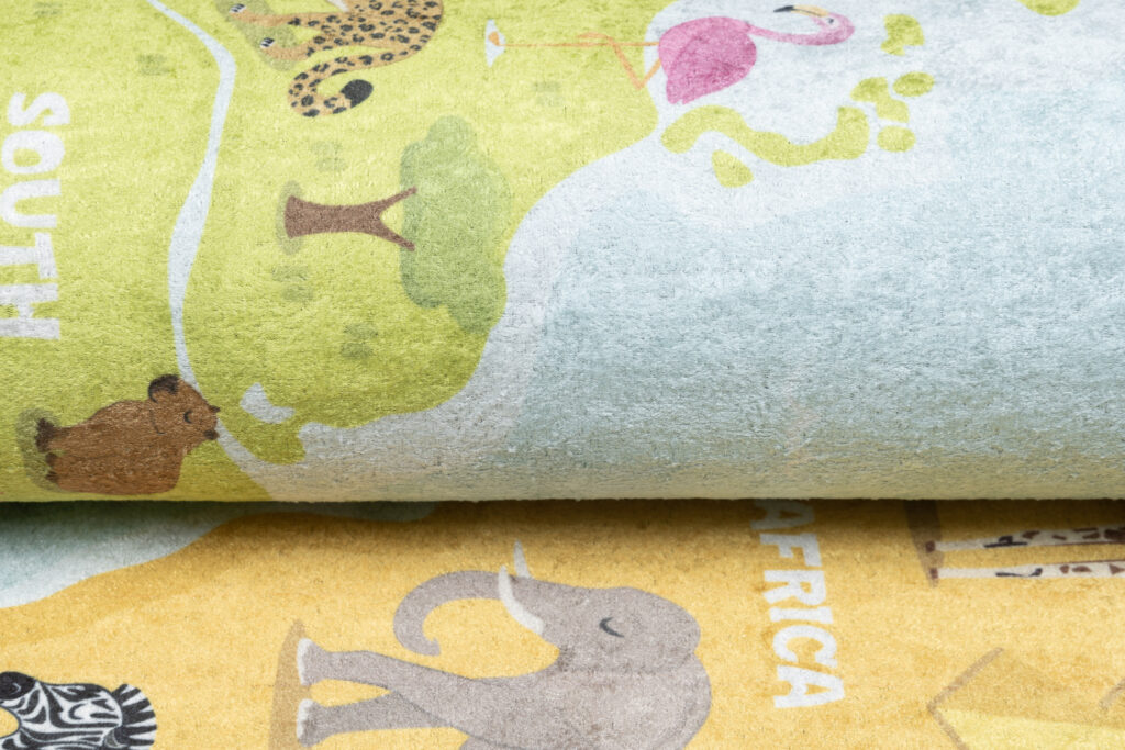 Alfombra Infantil Emma Mapa del Mundo Multicolor Antideslizante