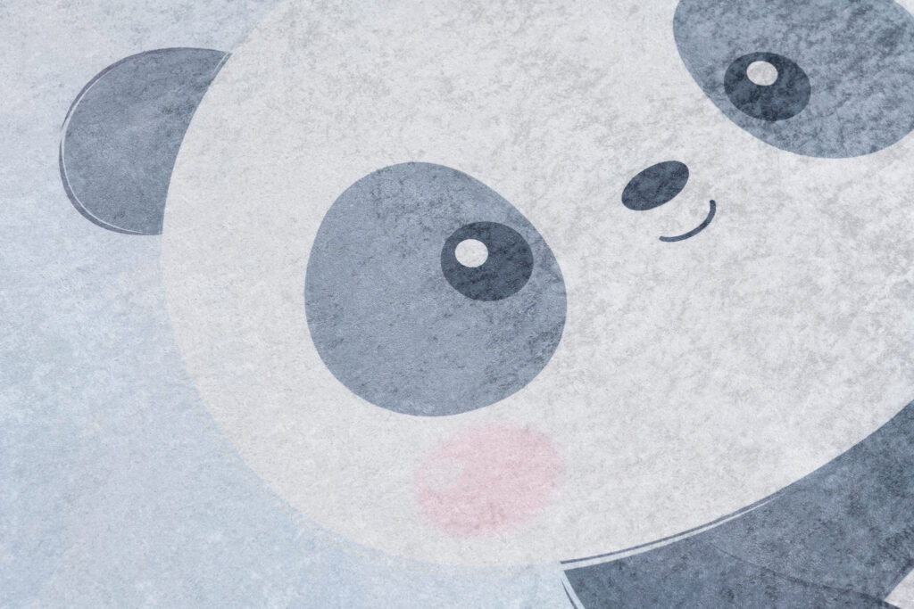 Alfombra Infantil Emma Gris Azul Panda Antideslizante