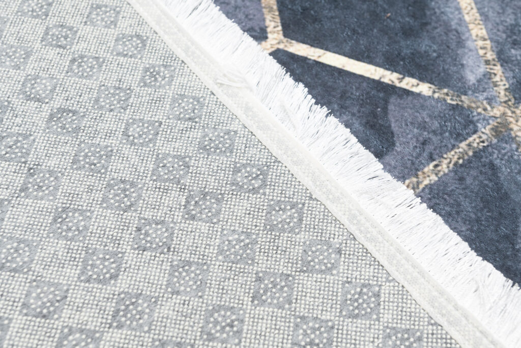 Alfombra Toscana con Flecos Gris Dorado Cubos