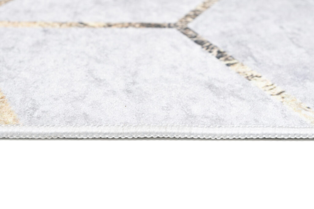 Alfombra Toscana con Flecos Gris Dorado Cubos