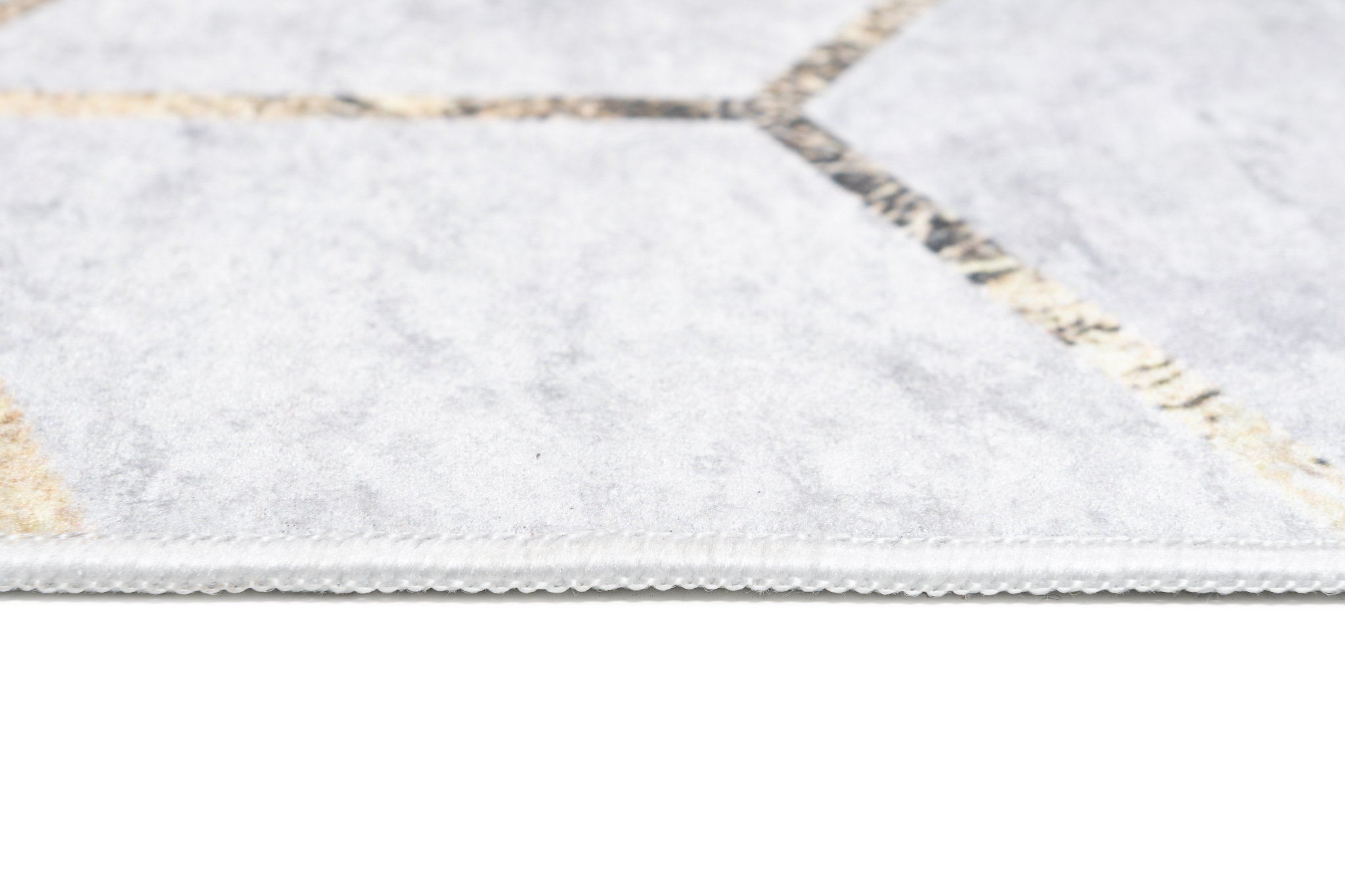 Alfombra Toscana con Flecos Gris Dorado Cubos
