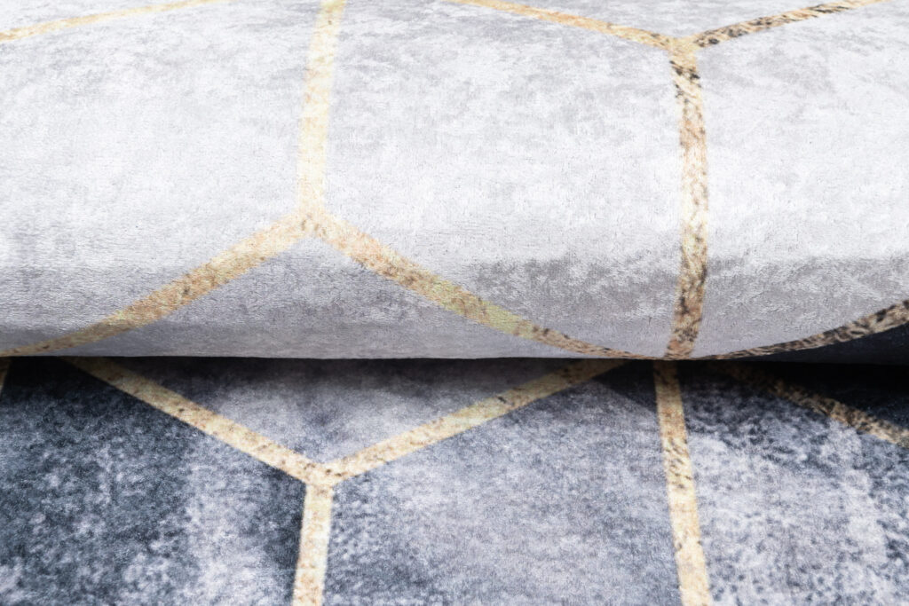 Alfombra Toscana con Flecos Gris Dorado Cubos
