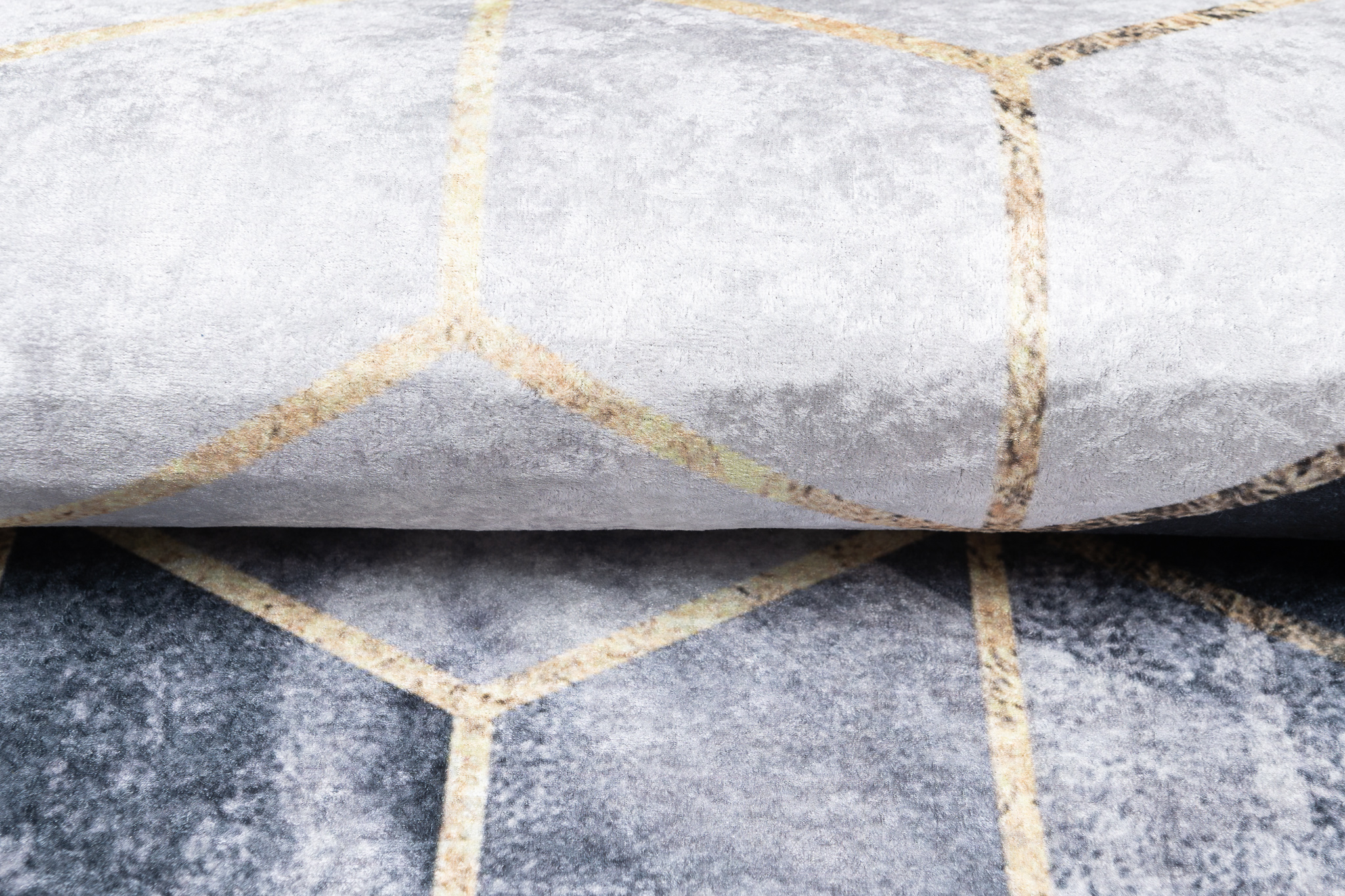 Alfombra Toscana con Flecos Gris Dorado Cubos
