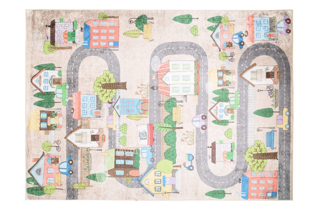 Alfombra Infantil Emma Crema Ciudad Pastel