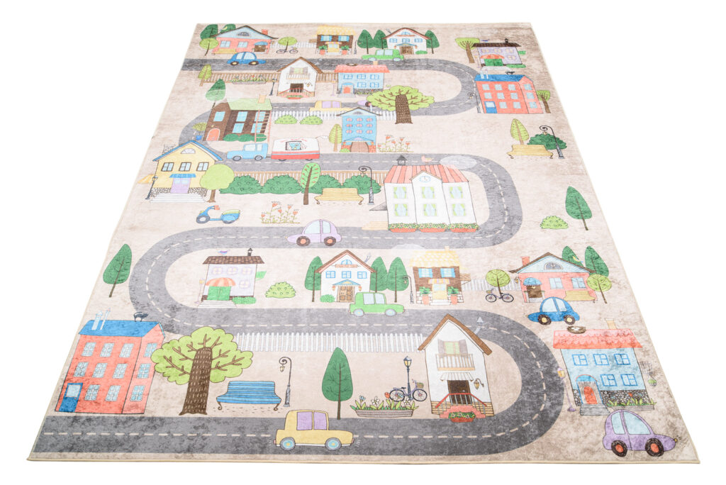 Alfombra Infantil Emma Crema Ciudad Pastel