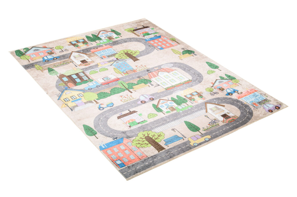 Alfombra Infantil Emma Crema Ciudad Pastel