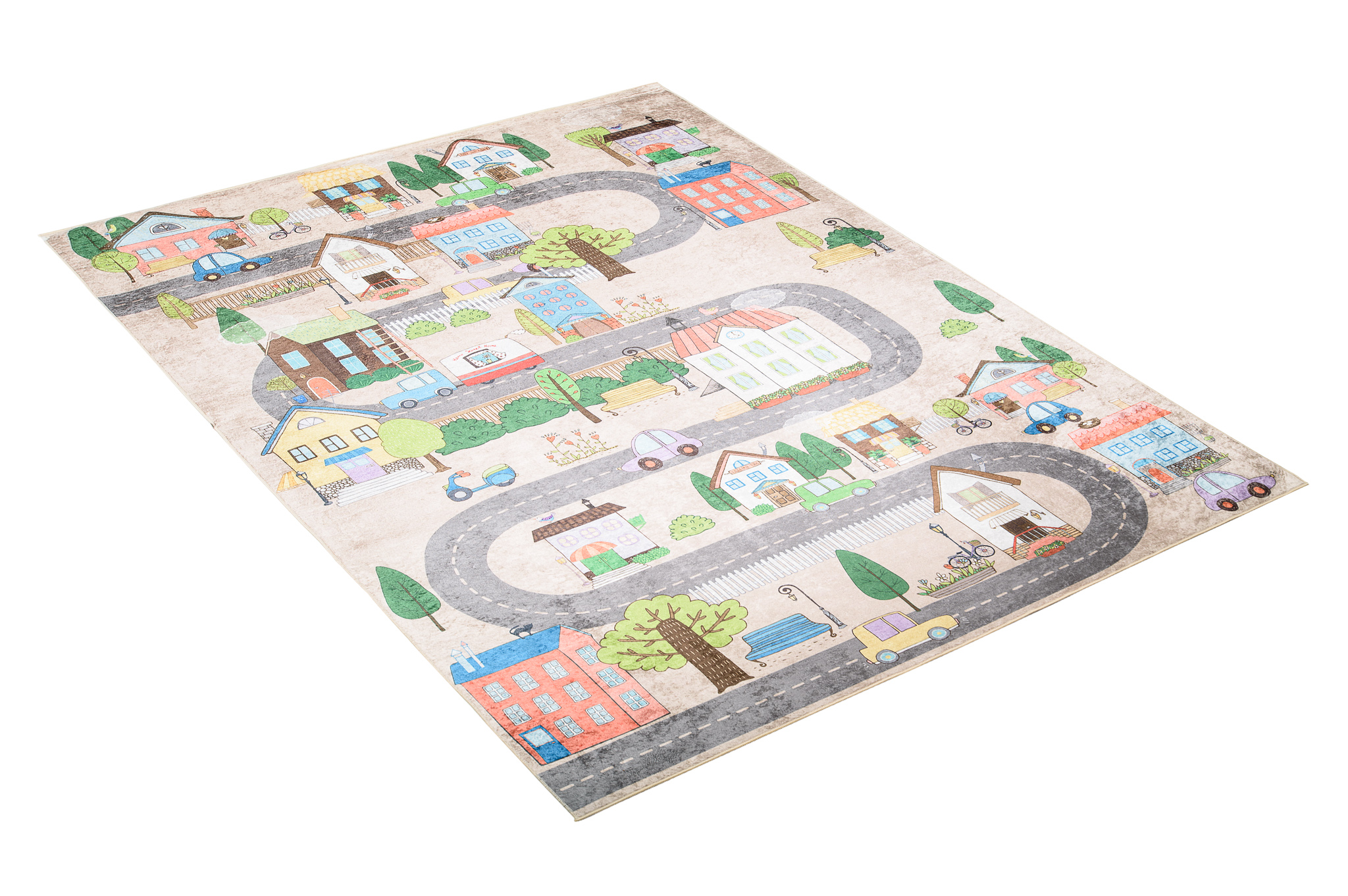 Alfombra Infantil Emma Crema Ciudad Pastel