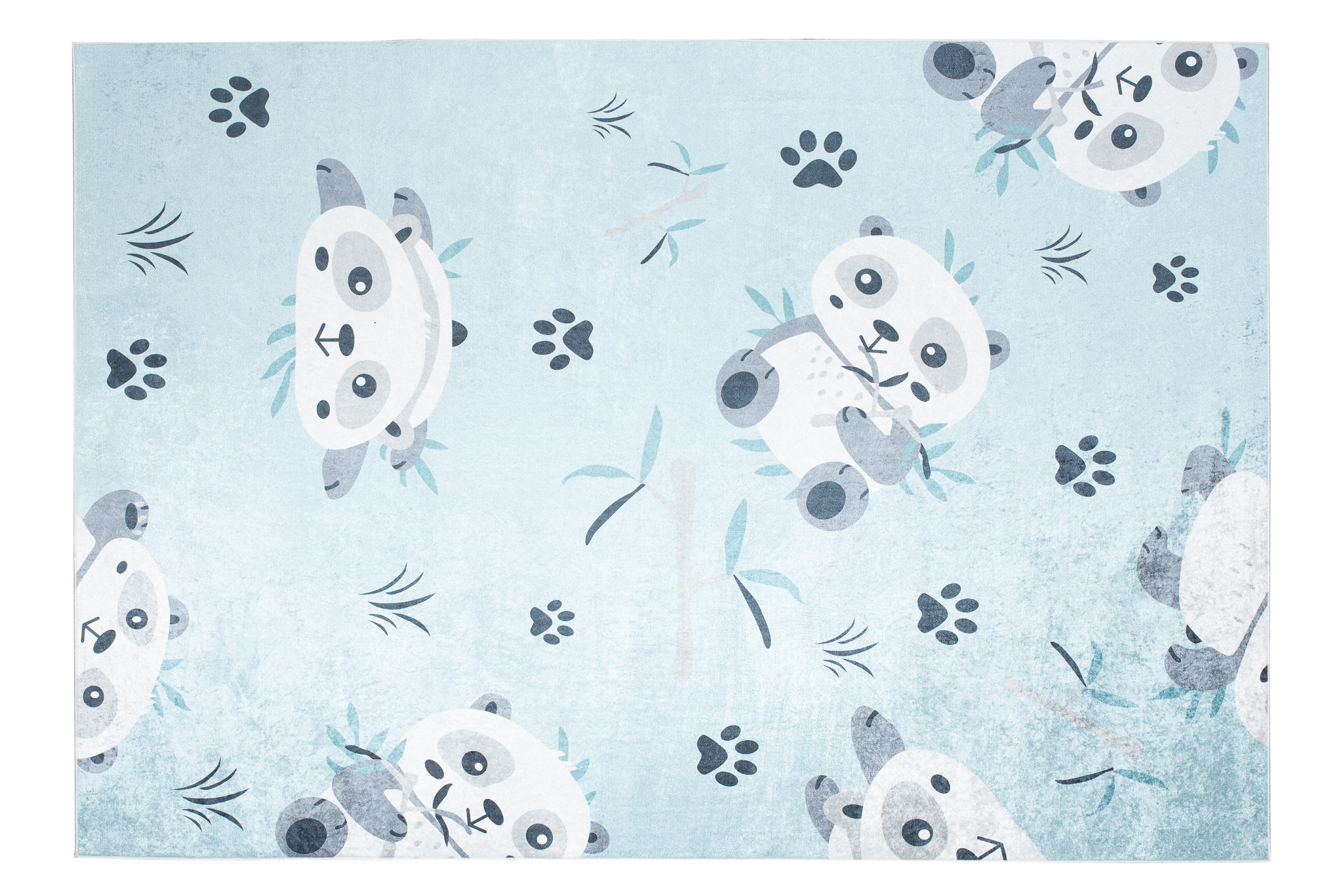 Alfombra Infantil Emma Lavable Antideslizante Azul Gris Pandas
