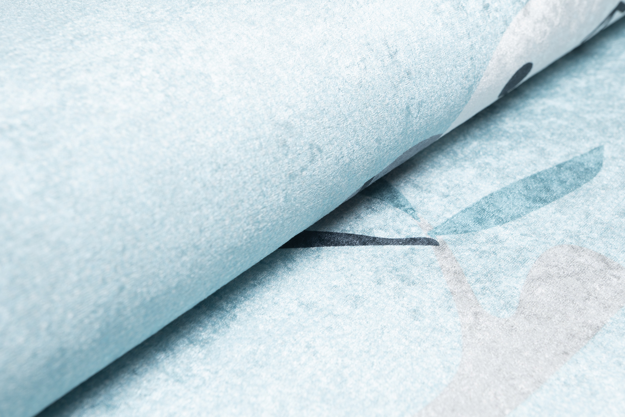 Alfombra Infantil Emma Lavable Antideslizante Azul Gris Pandas