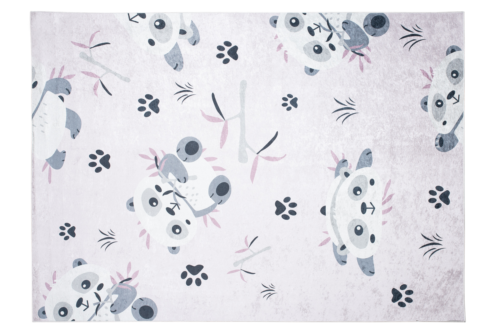 Alfombra Infantil Emma Lavable Antideslizante Rosa Gris Pandas