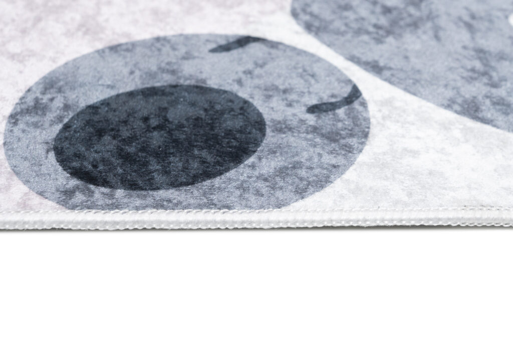 Alfombra Infantil Emma Lavable Antideslizante Rosa Gris Pandas