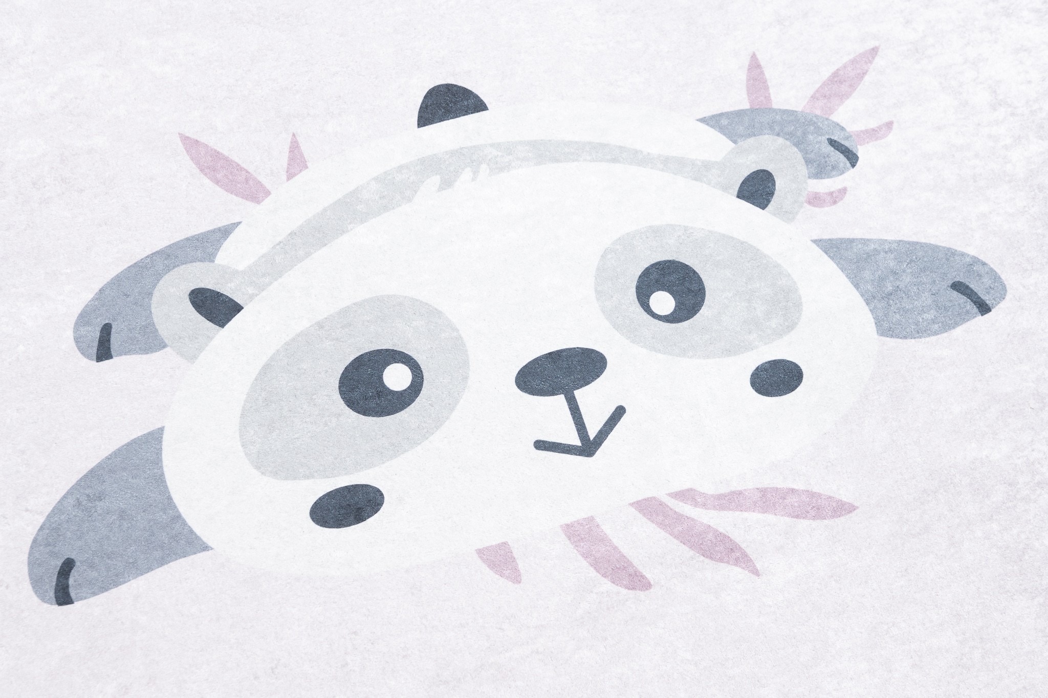 Alfombra Infantil Emma Lavable Antideslizante Rosa Gris Pandas