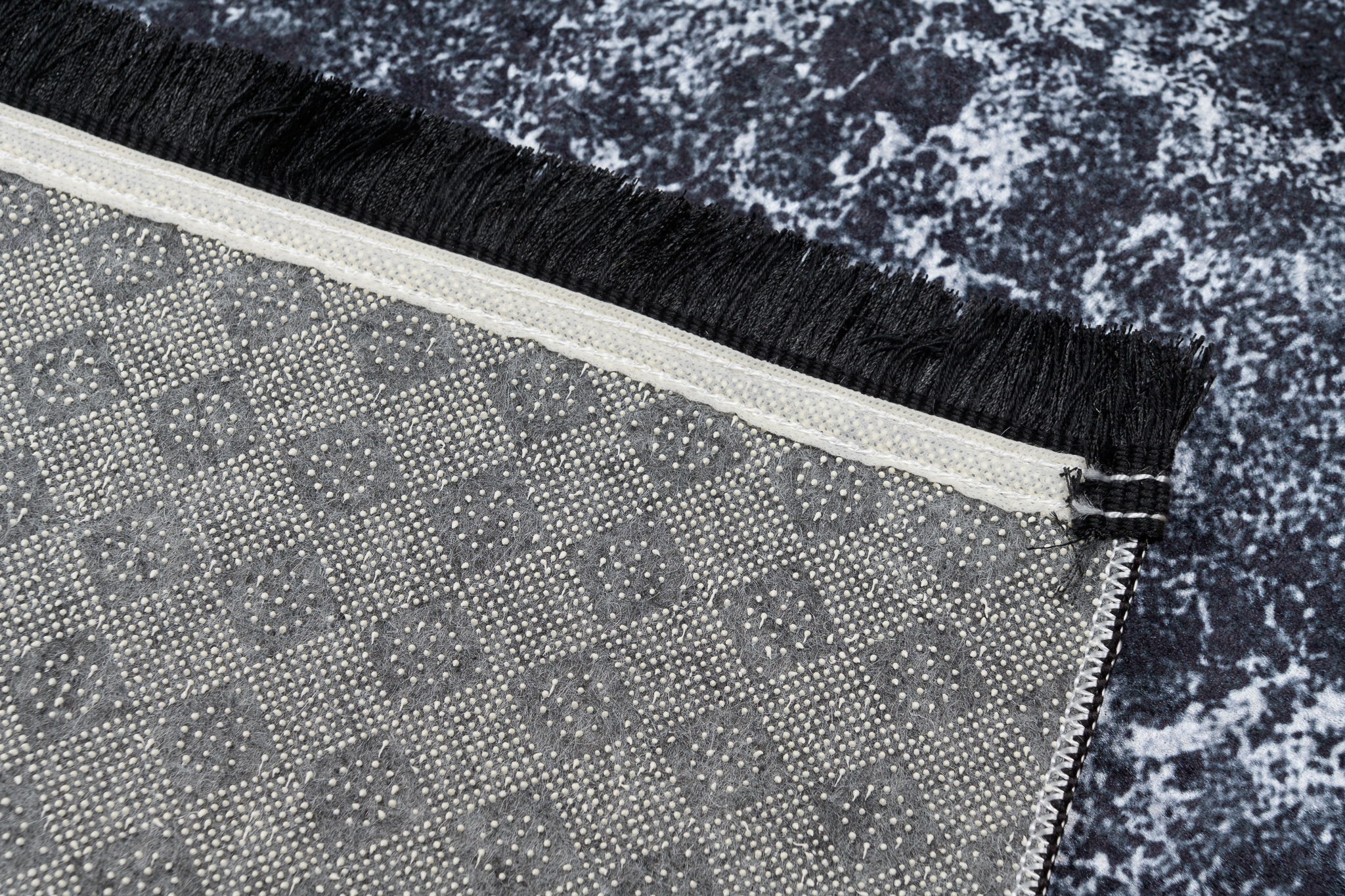 Alfombra Toscana con Flecos Gris Dorado Glamour
