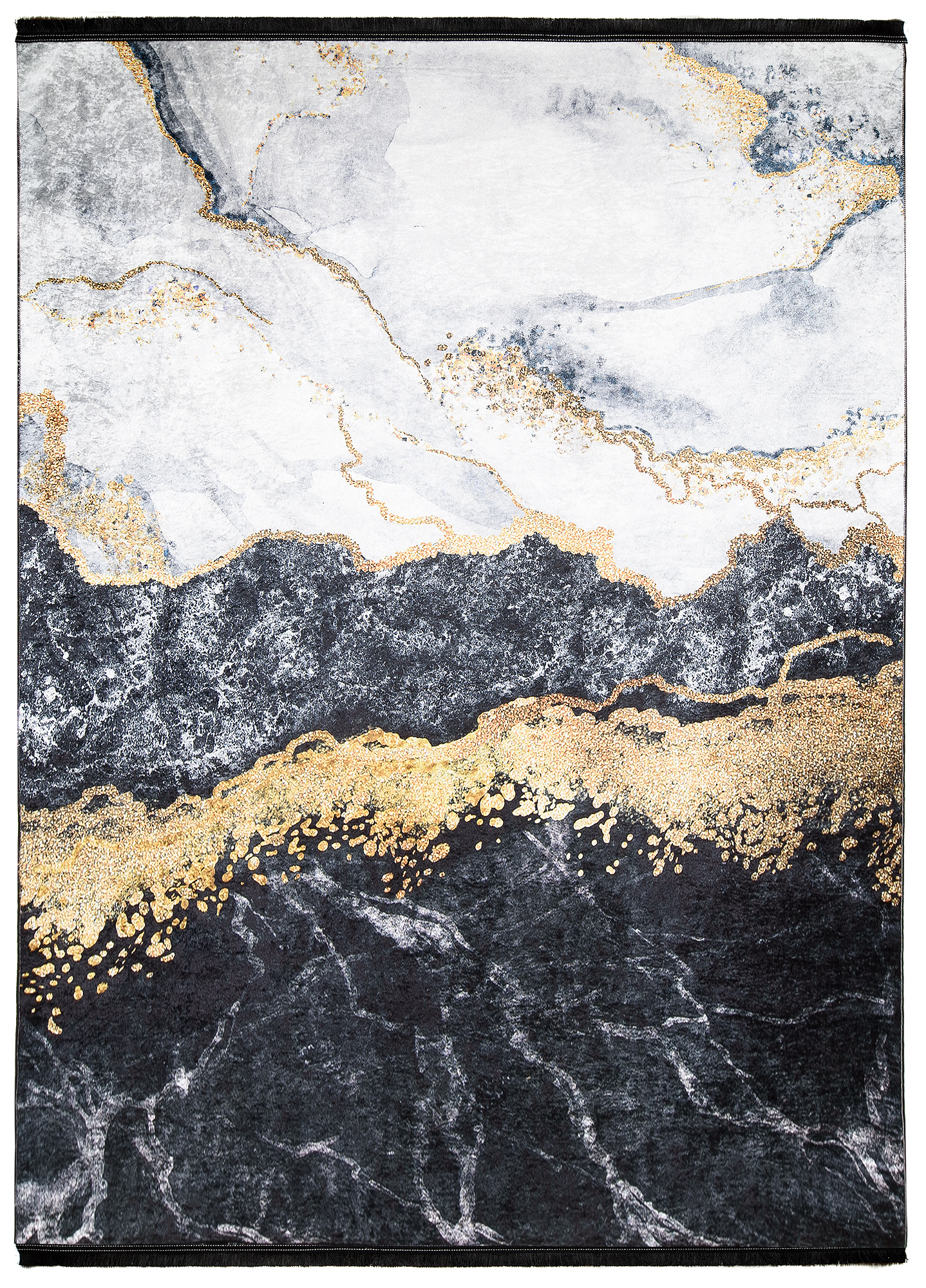 Alfombra Toscana con Flecos Gris Dorado Glamour