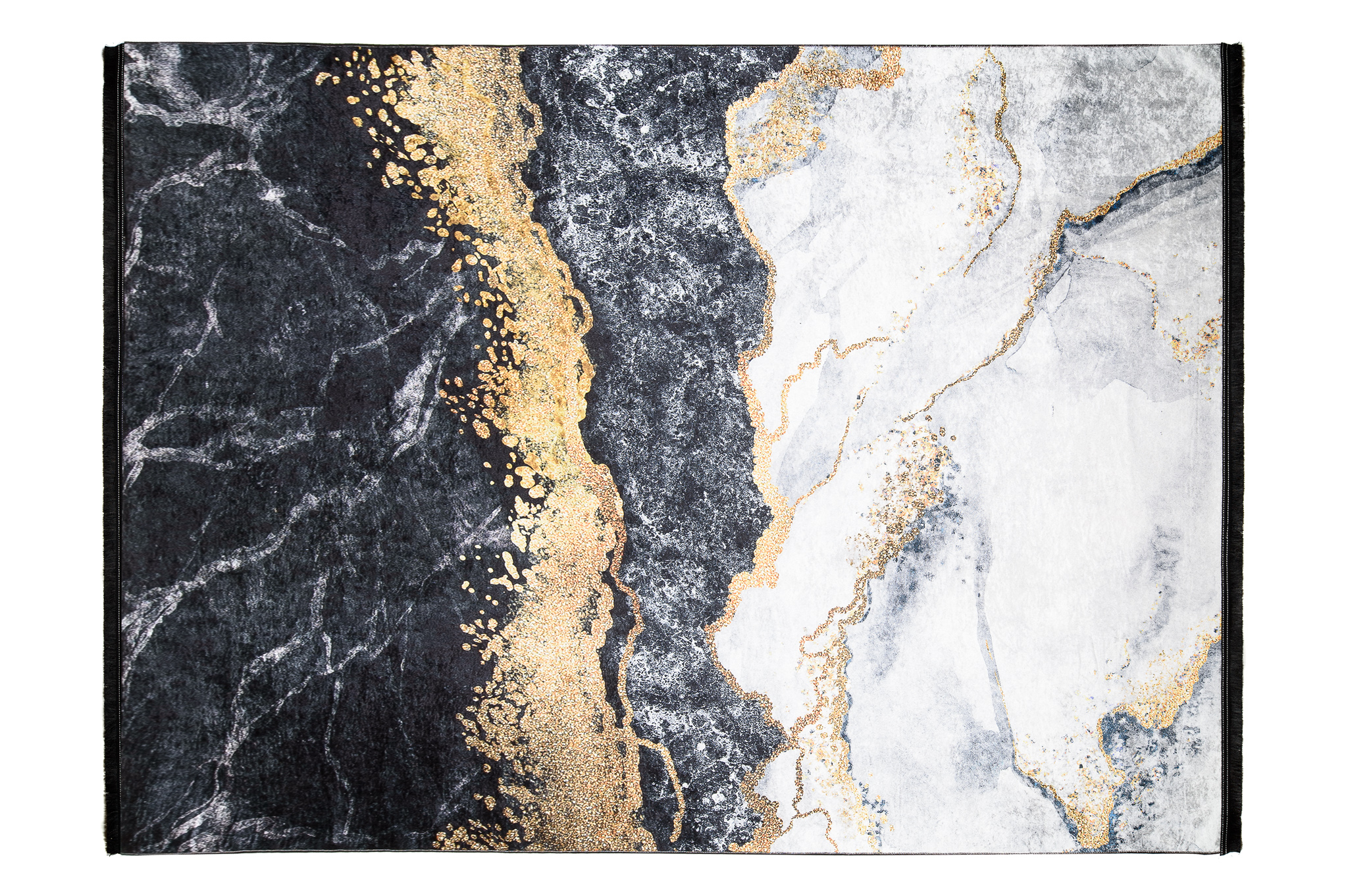 Alfombra Toscana con Flecos Gris Dorado Glamour