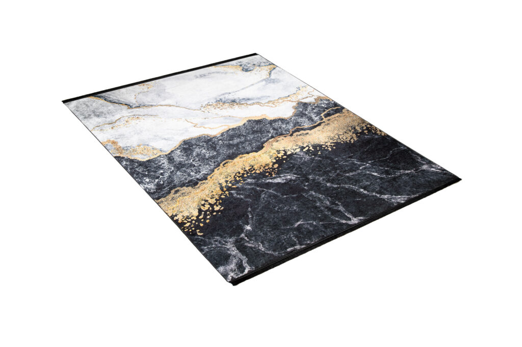 Alfombra Toscana con Flecos Gris Dorado Glamour
