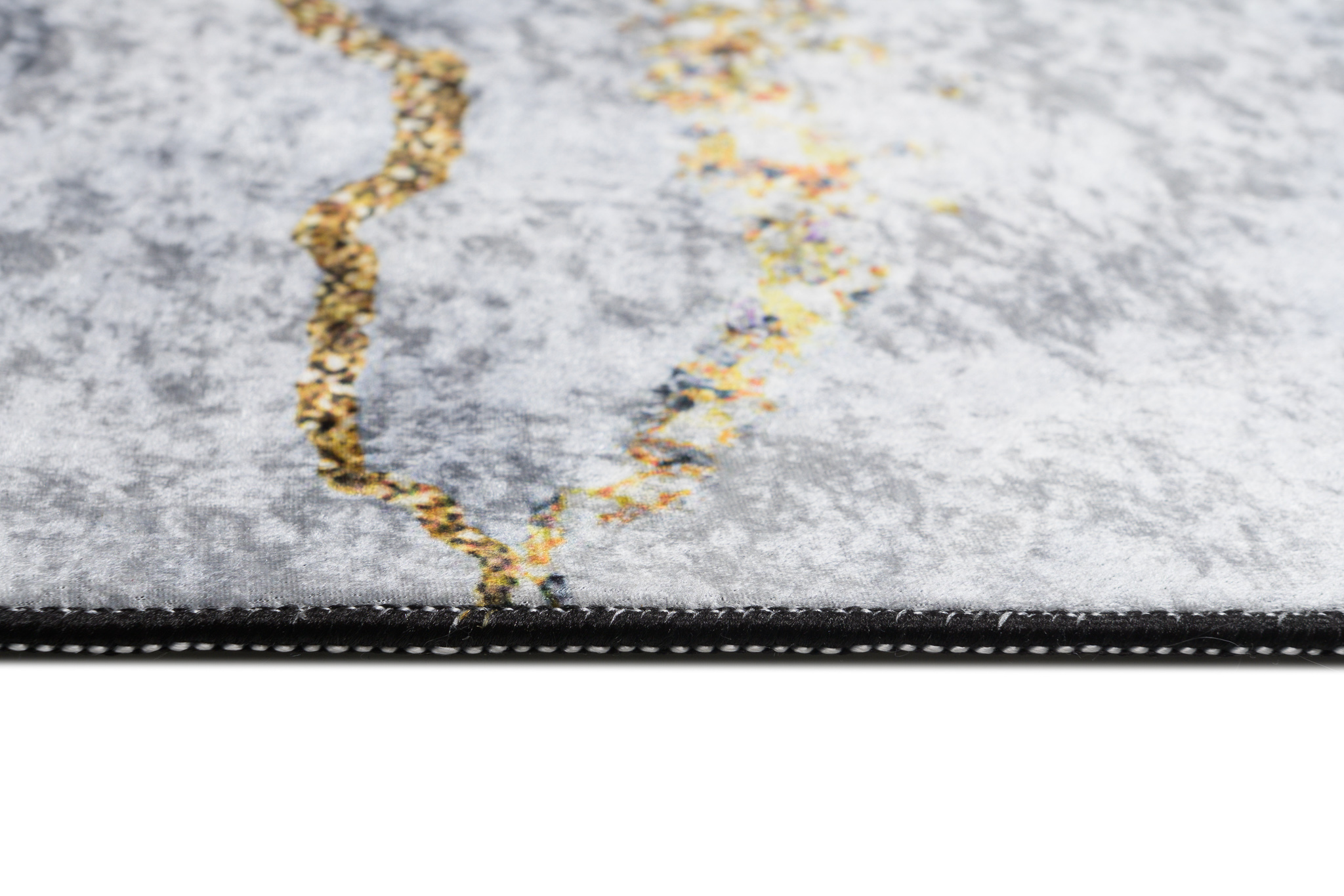 Alfombra Toscana con Flecos Gris Dorado Glamour