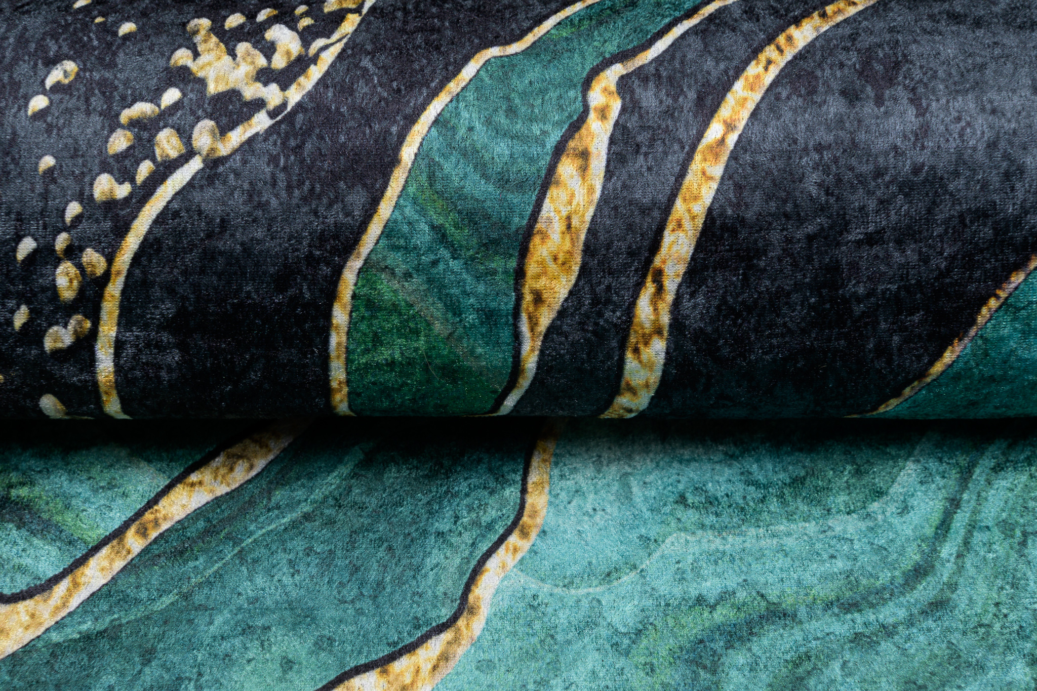 Alfombra Toscana Abstracta Verde Oscuro Dorado