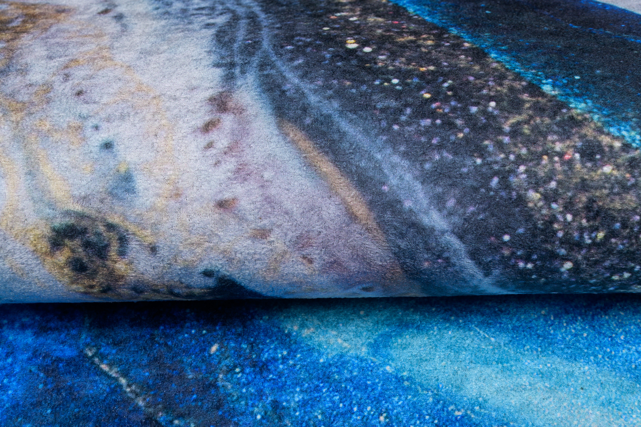 Alfombra Toscana Azul Dorado Ondas Abstractas