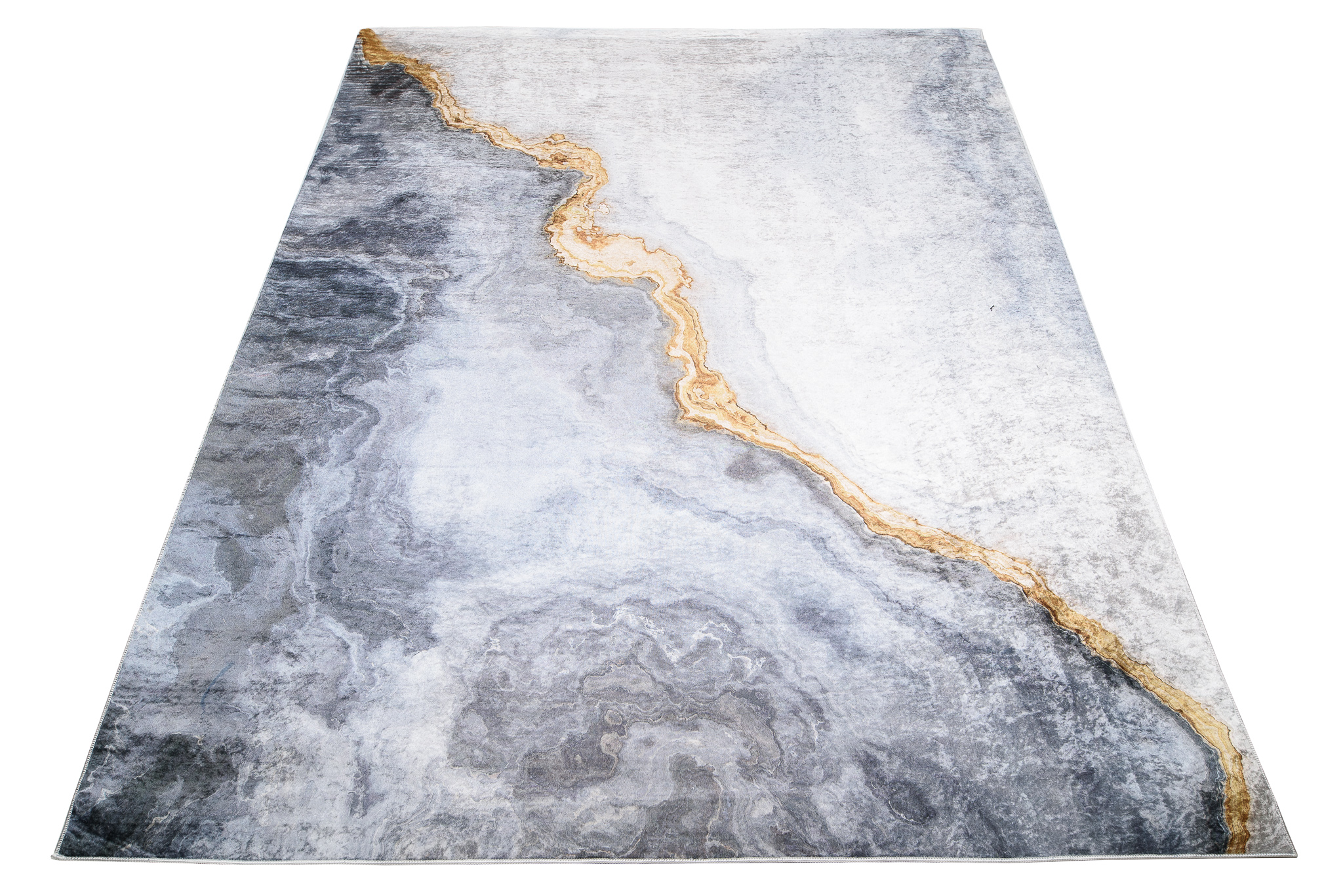 Alfombra Toscana Moderna Gris Dorado Abstracta