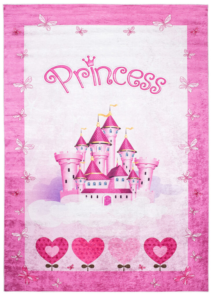 Alfombra Infantil Emma Rosa Castillo Princesa Antideslizante