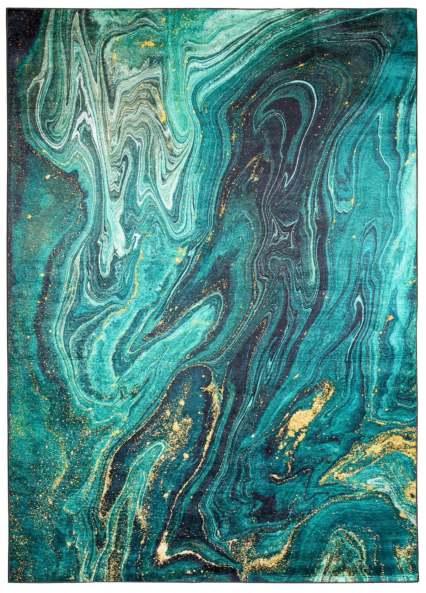 Alfombra Toscana Esmeralda Dorado Antideslizante