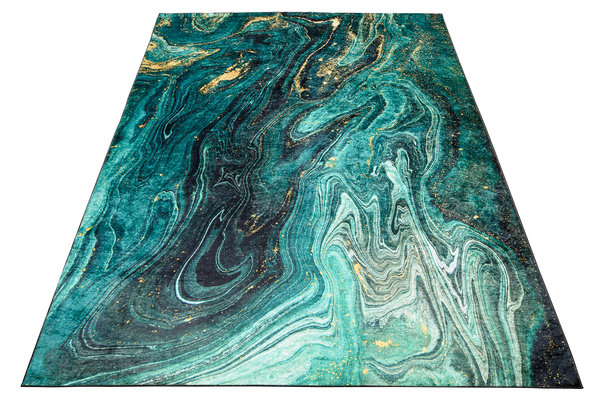 Alfombra Toscana Esmeralda Dorado Antideslizante