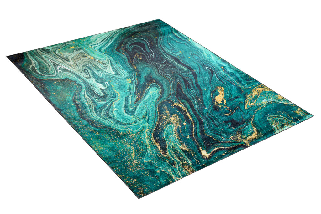 Alfombra Toscana Esmeralda Dorado Antideslizante