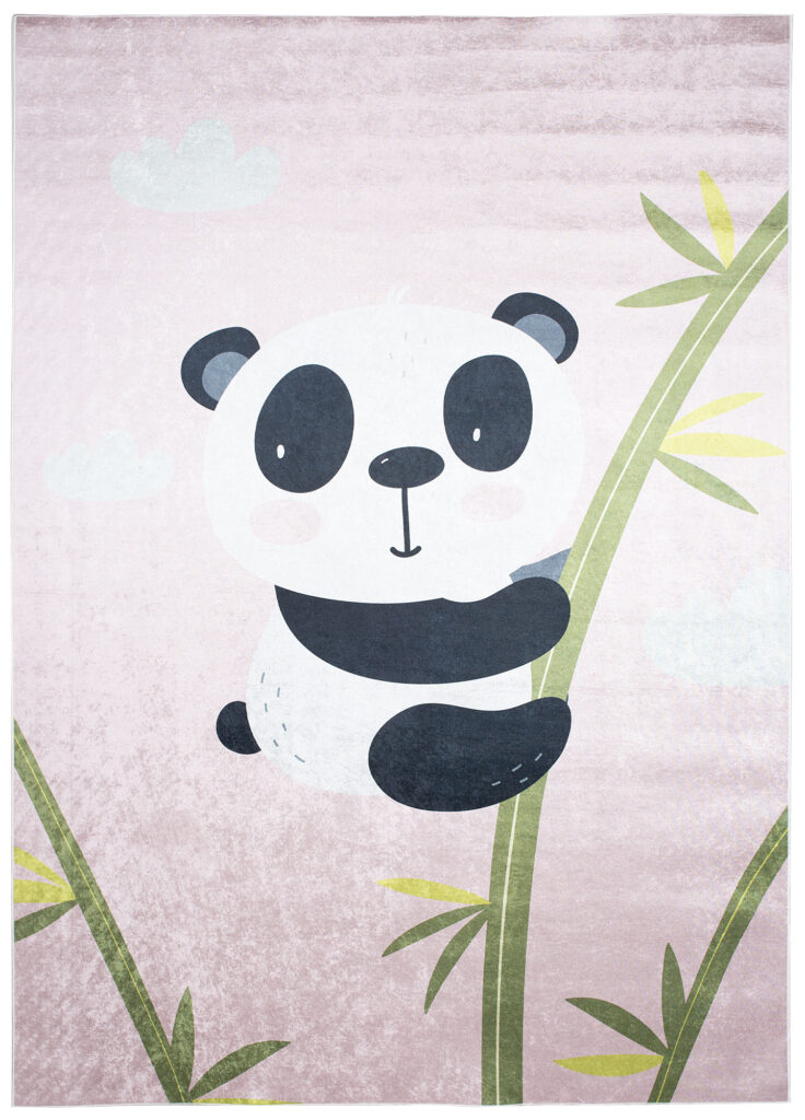 Alfombra Infantil Emma Lavable Antideslizante Rosa Panda Bambú